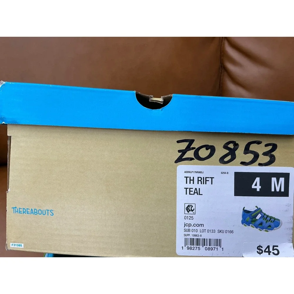 Thereabouts TH Rift Sandal Kids 4M Teal New Closed Toe Bungee Strap 010-0133